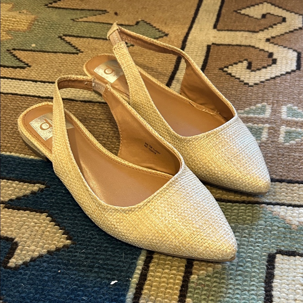 Dolce Vita Cream Rafia Slingback Flats